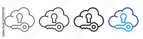 Cloud Key Icon Different Style Outline Collection Set