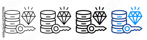 Key Value Database Icon Different Style Outline Collection Set