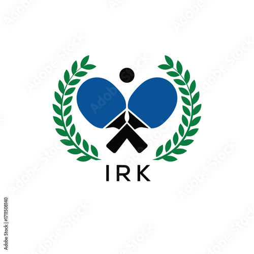 IRK Table Tennis Company logo. IRK Ping Pong Sports paddle logo design for entrepreneur and business. IRK Branding Design best icon.
