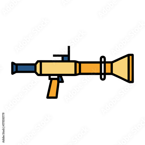 Stylized illustration of a rocket launcher weapon