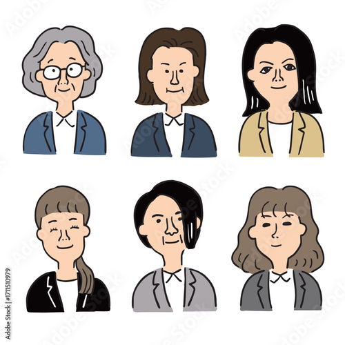 キャラクターイラスト6点セット会社員女性その2