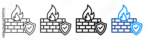 Cloud Firewall Icon Different Style Outline Collection Set