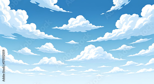 Fototapeta Naklejka Na Ścianę i Meble -  Vibrant blue sky filled with fluffy white clouds creating a sense of peace and infinite possibility