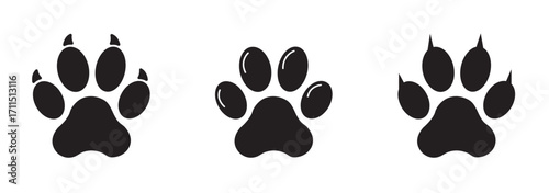 Track of cat dog tracks, footprint, design. Footprints of cat. Cute cat and dog paw print symbol of pets. For veterinary care, pet shop, adoption, animal shelter, logo design, lifestyle branding.EPS10