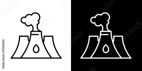 Nuclear Power Plant Outline Clean Energy Icon for Sustainable Future