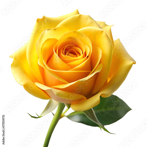 Yellow rose isolated on transparent background