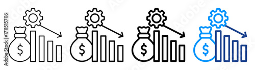 Cost Reduction Icon Different Style Outline Collection Set