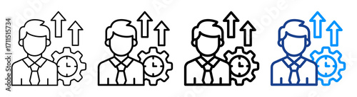 Employee Productivity Icon Different Style Outline Collection Set