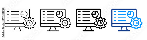 Real Time Monitoring Icon Different Style Outline Collection Set