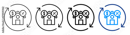 Refinance Icon Different Style Outline Collection Set