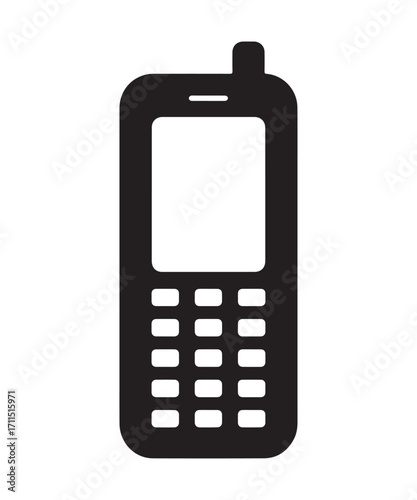 Old Mobile Phone Icon, Retro Cellphone with Keypad, Vintage Communication Device Symbol