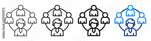 Team Coordination Icon Different Style Outline Collection Set