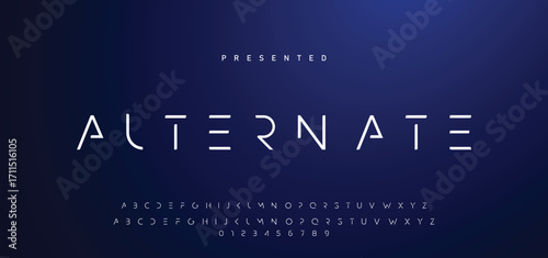 Modern abstract digital tech font. Logo creative font, type, technology, movie, digital, music, movie. Font and illustration in vector format.