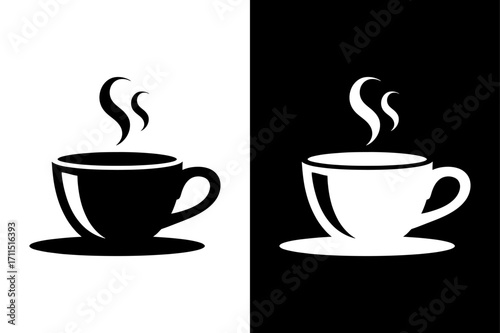 Hot Tea and Coffee Cup Icon Vector. Beverage Silhouette Illustration