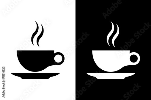 Minimal Coffee Cup Icon Design. Beverage Silhouette Vector Illustration
