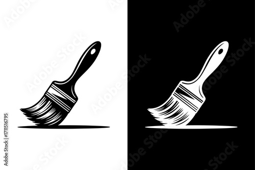 Minimal Paint Brush Vector Icon. Fine Art and Home Improvement Symbol