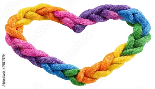 Rainbow braided rope heart shape