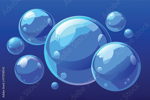 Blue bubbles floating in a serene background create a calming visual effect for various designs