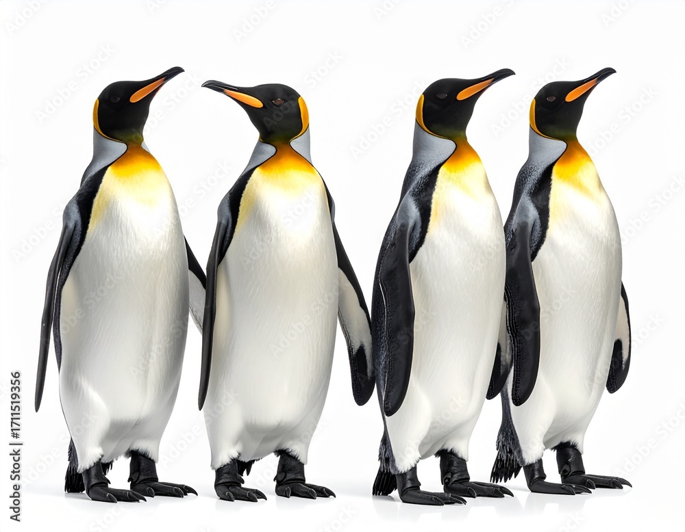 Fototapeta premium group of emperor penguins on white background
