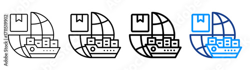 Global Logistics Icon Different Style Outline Collection Set