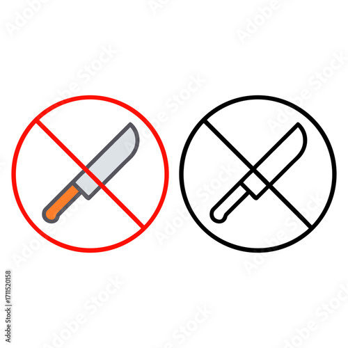 No knives allowed sign prohibition ban safety forbidden