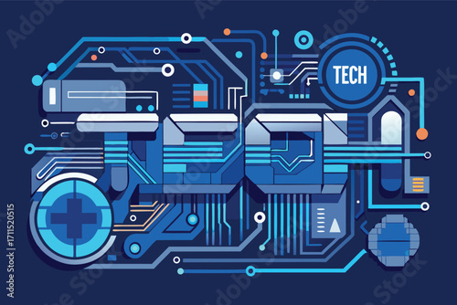 Tech design with circuit board elements showcasing creativity and innovation in modern technology