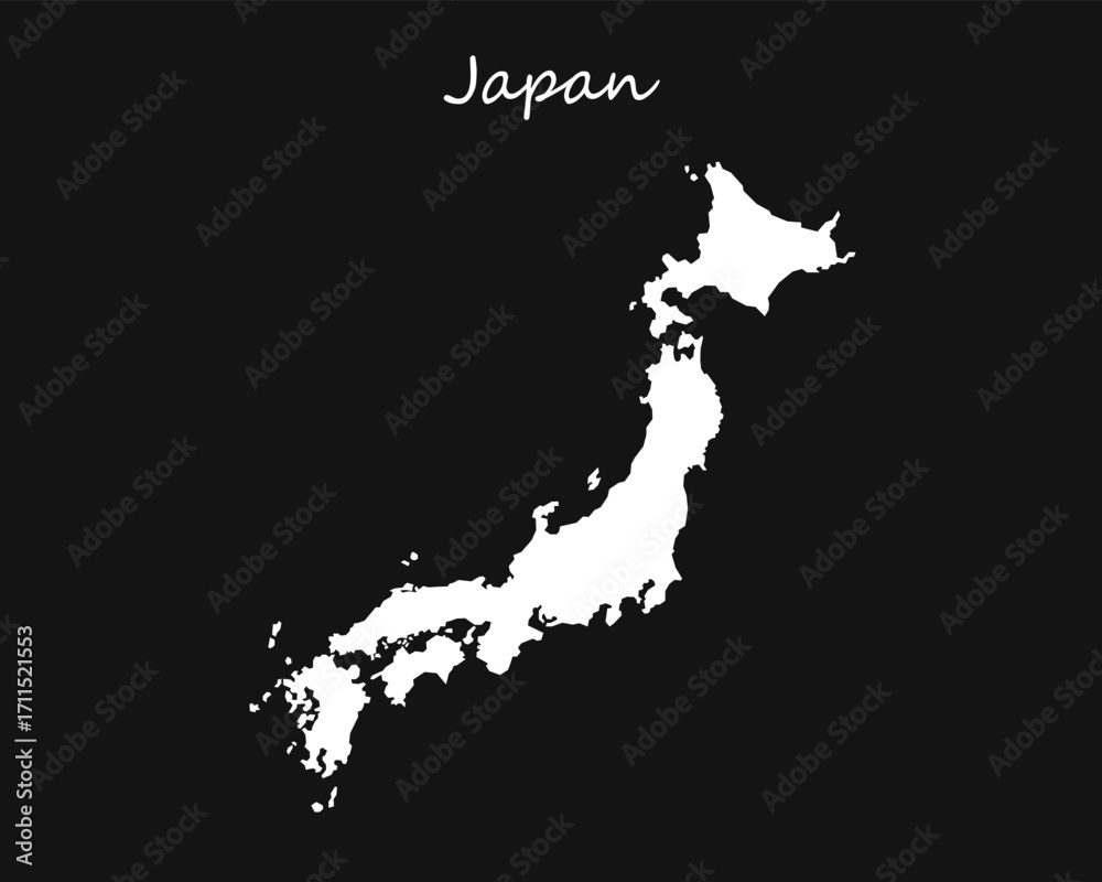 Obraz premium White Map of Japan on Black