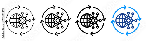 Global Development Tech Icon Different Style Outline Collection Set