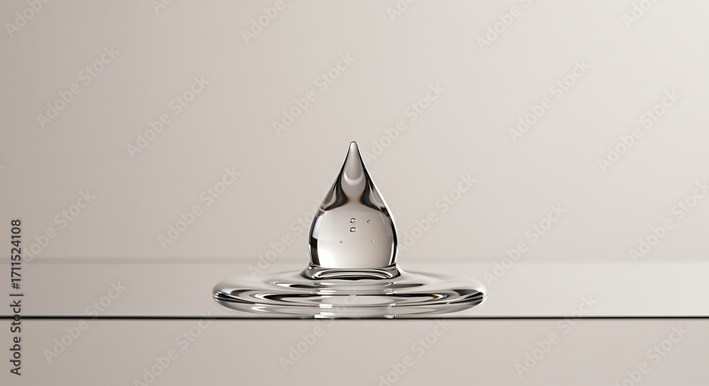 Fototapeta premium Water Droplet Impact: Surface Tension and Ripple Effect