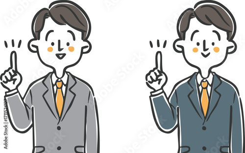 指差しをするビジネスマン　上半身　ベクター
