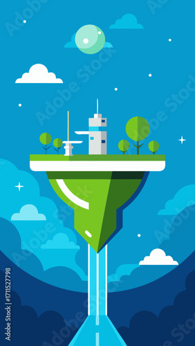 Flat Design Futuristic Floating Eco Highway Background