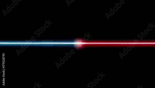 Two opposing laser beams on black