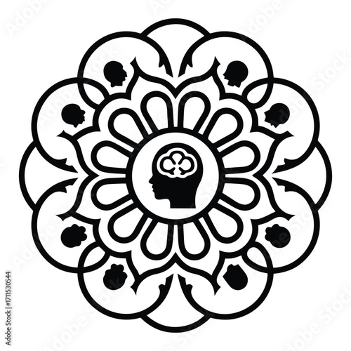 Stakeholder icon with brain symbol mandala mindset concept art abstract geometric stakeholder icon