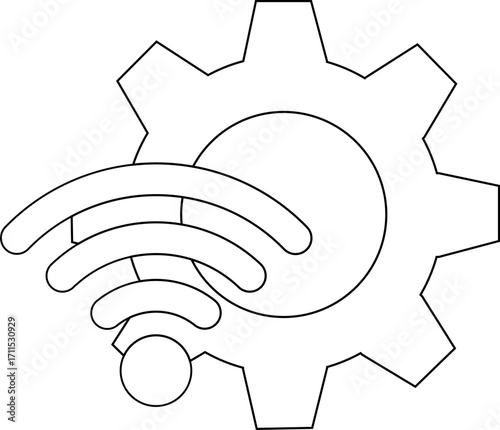gear icon and wifi icon with white background