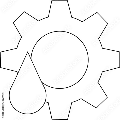 gear icon and water drop icon with white background