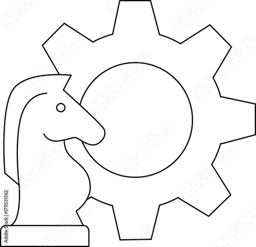 gear icon and chess horse icon with white background