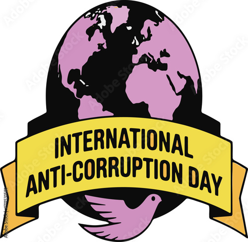 International Anti-Corruption Day Emblem Promoting Integrity and Global Awareness Against Corruption with Symbolic Imagery of Earth and Dove
