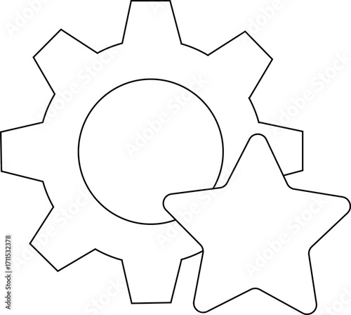 gear icon and star icon with white background