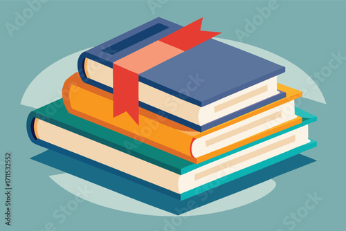Stacked books with vibrant colors on a simple background showcasing a love for reading and learning