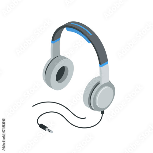 A pair of modern, over-ear headphones with a coiled audio cable and a 3.5mm jack connector.