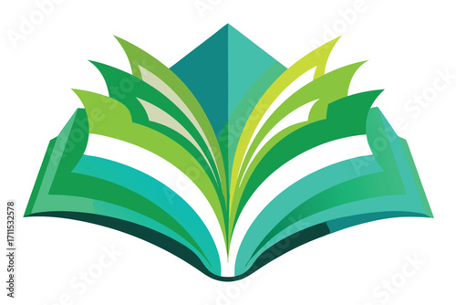 Colorful stylized open book design representing knowledge and learning in a modern style