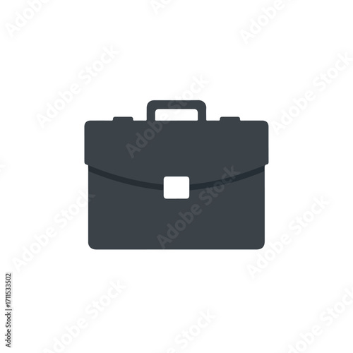 A dark grey briefcase with a white latch sits centered against a white background