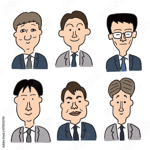 キャラクターイラスト6点セット会社員男性その3