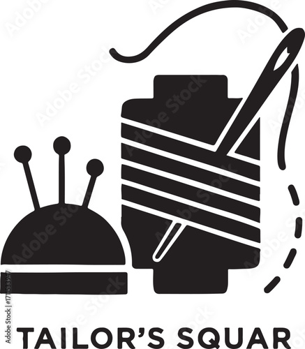 Hand stitching kit silhouette vector, ideal for sewing, embroidery, tailoring, and creative crafting designs.