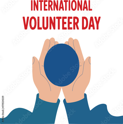 International Volunteer Day Illustration Depicting Compassion and Support Through Hands Holding a Circle, Showing Solidarity and Aid