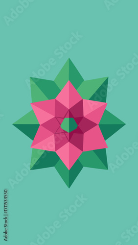 Origami Lotus Pond Folded Fractal Star Mandala
