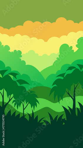 paper cut jungle canopy horizon gradient