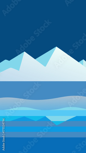 paper cut frozen lake horizon gradient
