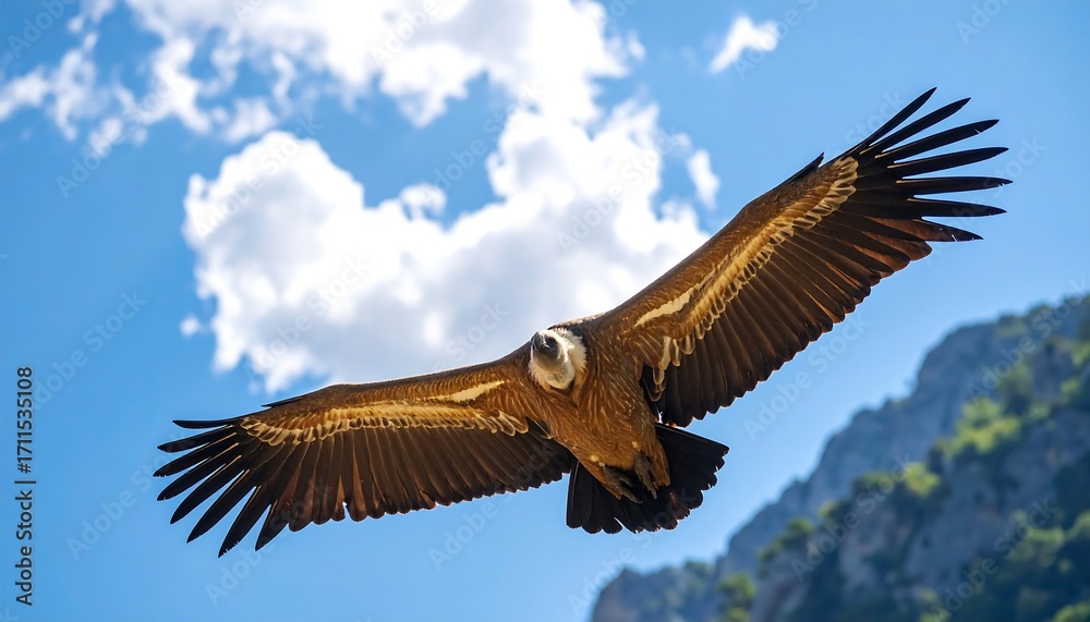 Obraz premium Vulture soaring against a vibrant sky