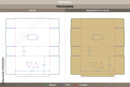 Tissue box dieline with tuck end design, editable carton stationery packaging template with folding mockup layout, professional branding, and accurate die line included
